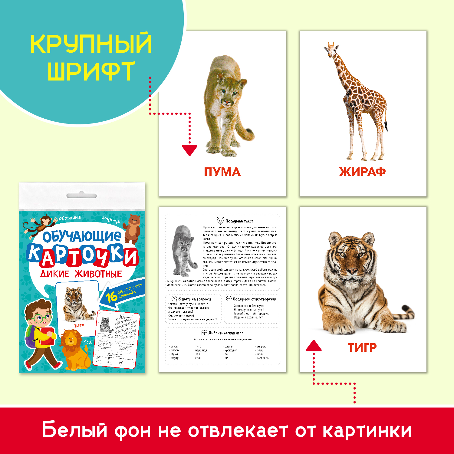 Карточки Проф-Пресс обучающие 3 комплекта по 16 шт 17х22 см. Дикие животные +Питомцы+Домашние животные купить по цене 497 ₽ в интернет-магазине Детский  мир