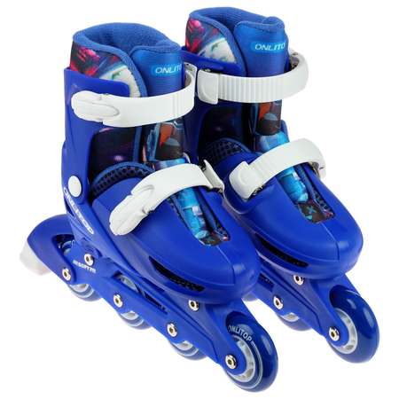 Роликовые коньки ONLITOP раздвижные. размер 34-37. колёса PVC 64 мм. пластиковая рама