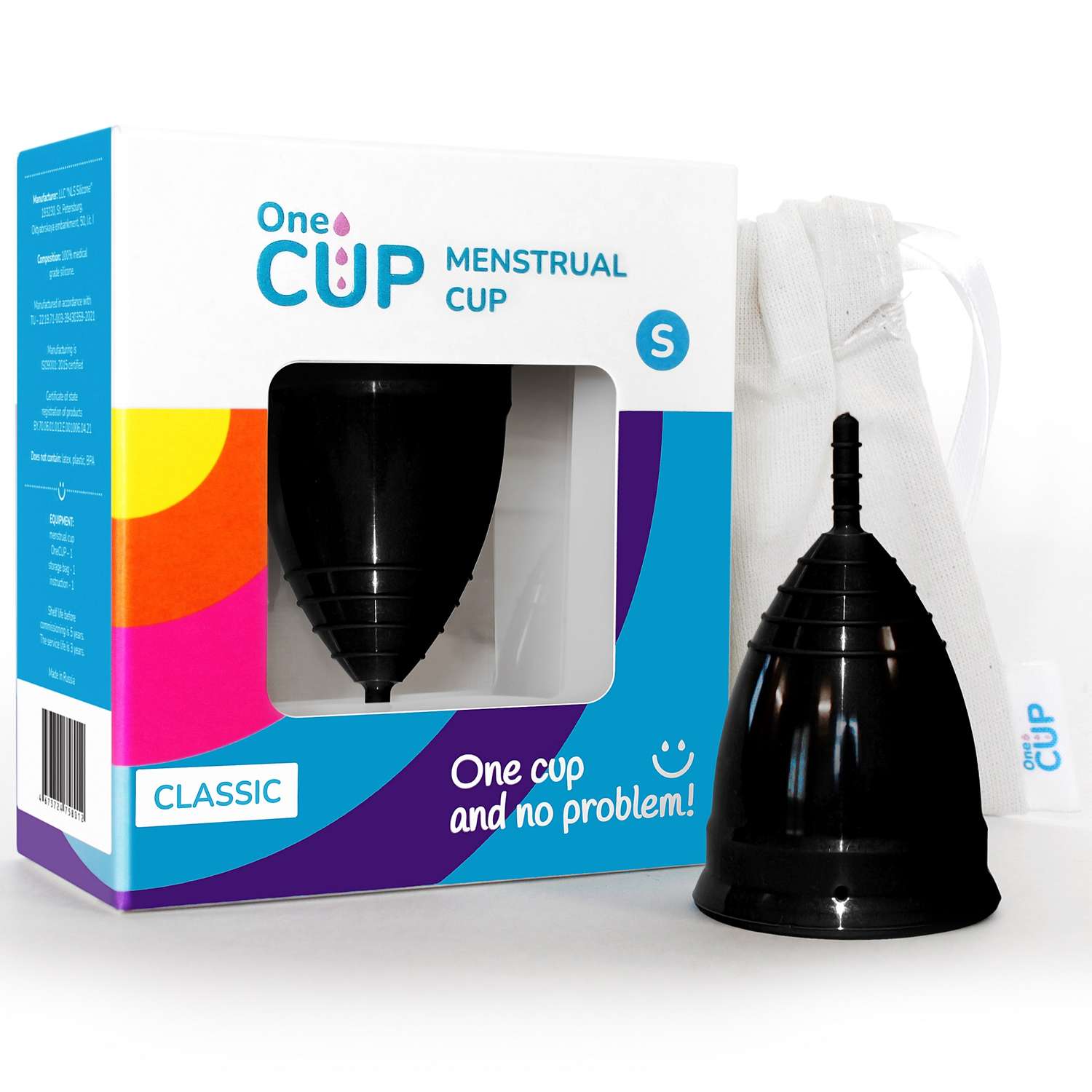 Менструальная чаша OneCUP Classic черная размер S - фото 1