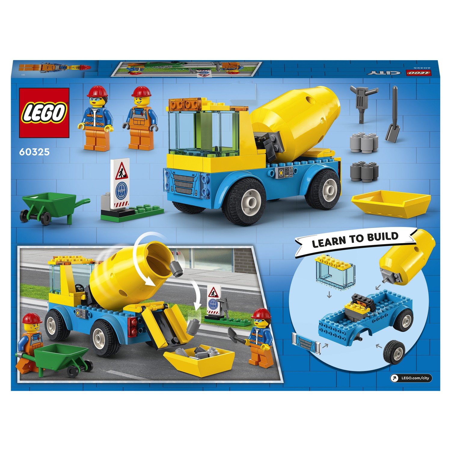 Конструктор LEGO City Great Vehicles Бетономешалка 60325 купить по цене  1859 ₽ в интернет-магазине Детский мир