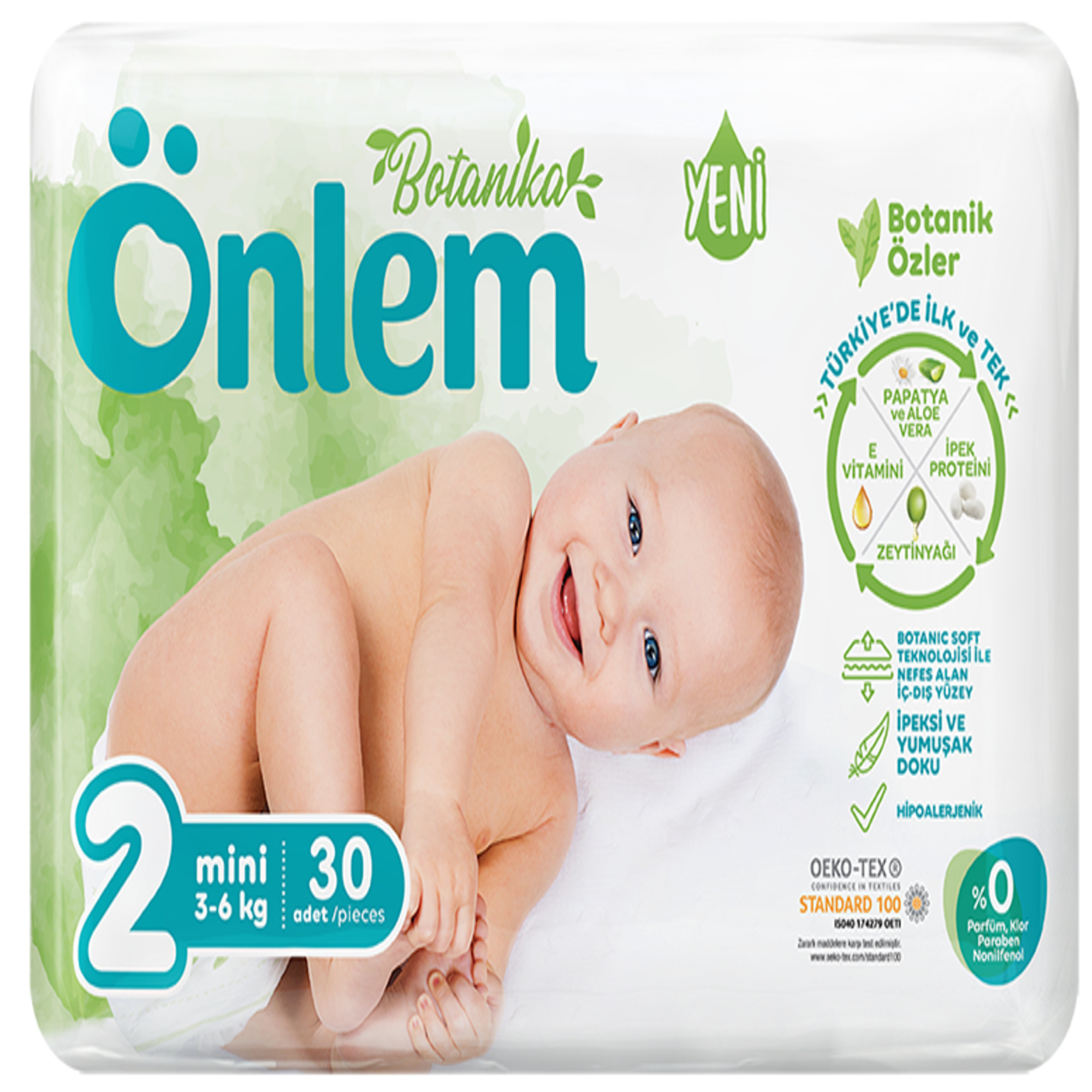 Подгузники Onlem Botanica для новорожденных 2 3-6 кг 30 шт купить по цене  800 ₽ в интернет-магазине Детский мир