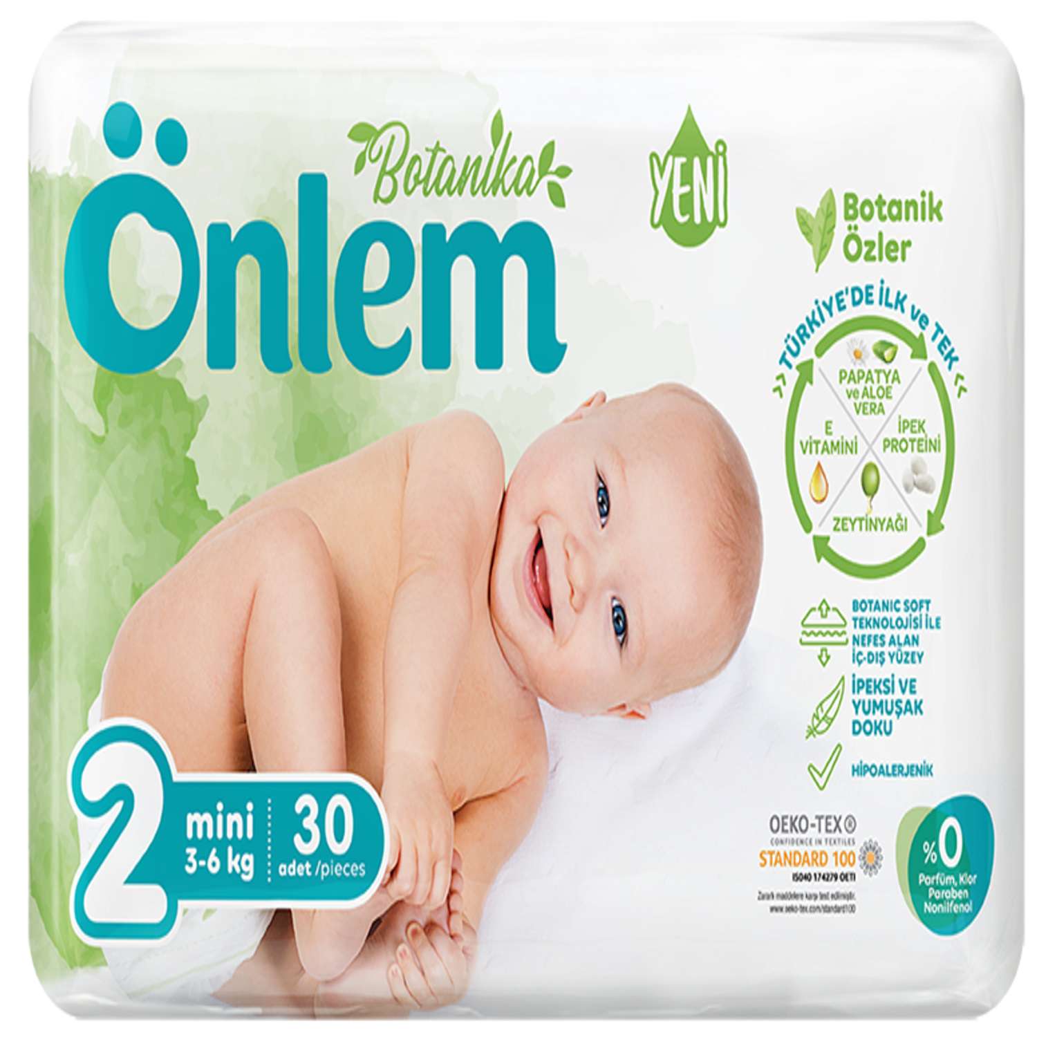 Подгузники Onlem Botanica для новорожденных 2 3-6 кг 30 шт - фото 1