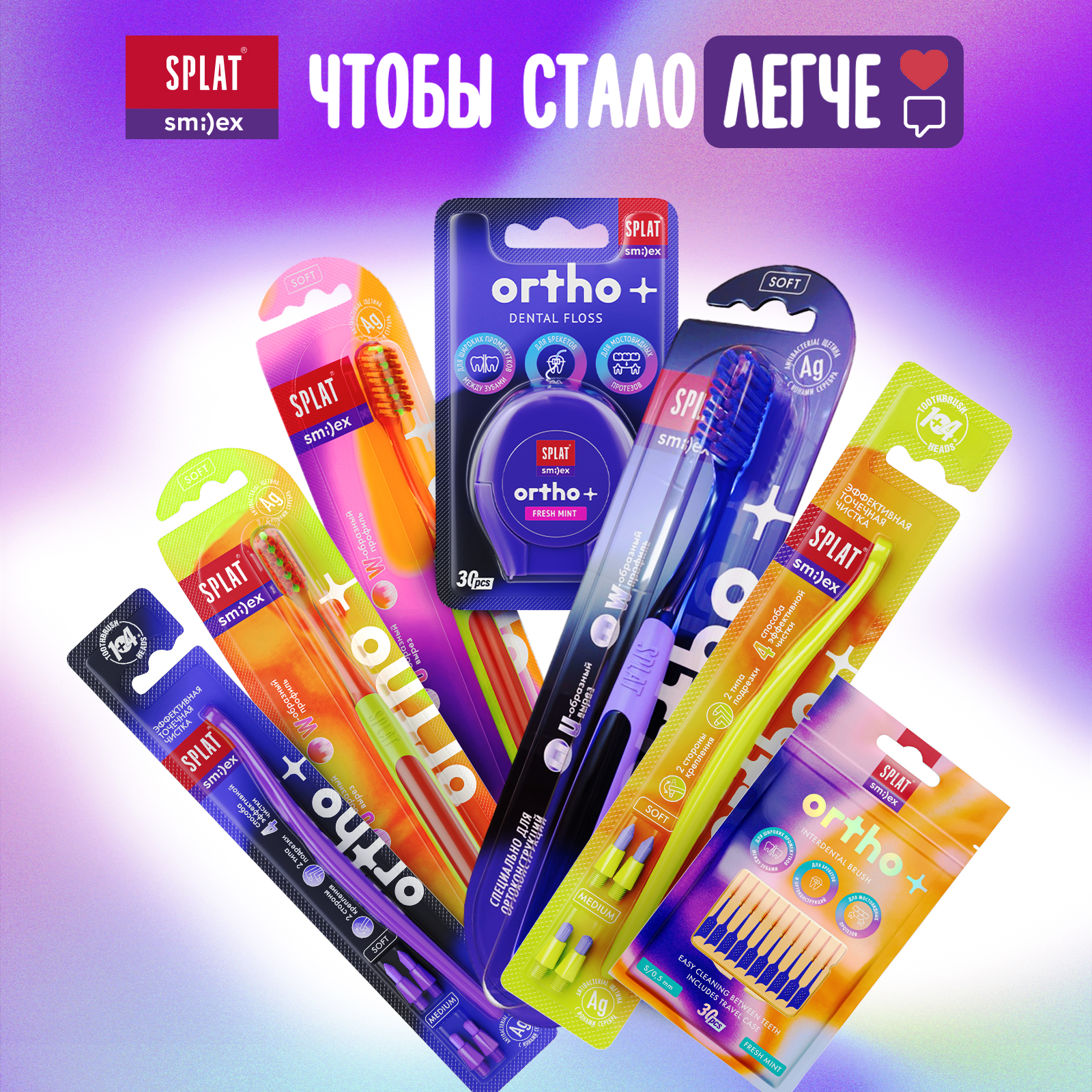 Зубная щетка Splat Smilex Ortho+ Ортодонтическая мягкая - фото 8