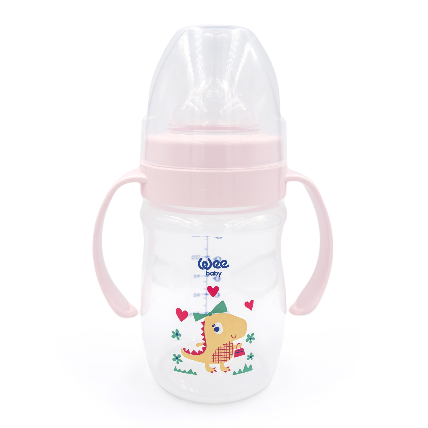 Бутылочка WeeBaby Classic Plus Розовый Динозавр с широким горлышком с ручками 150мл 137 - фото 1