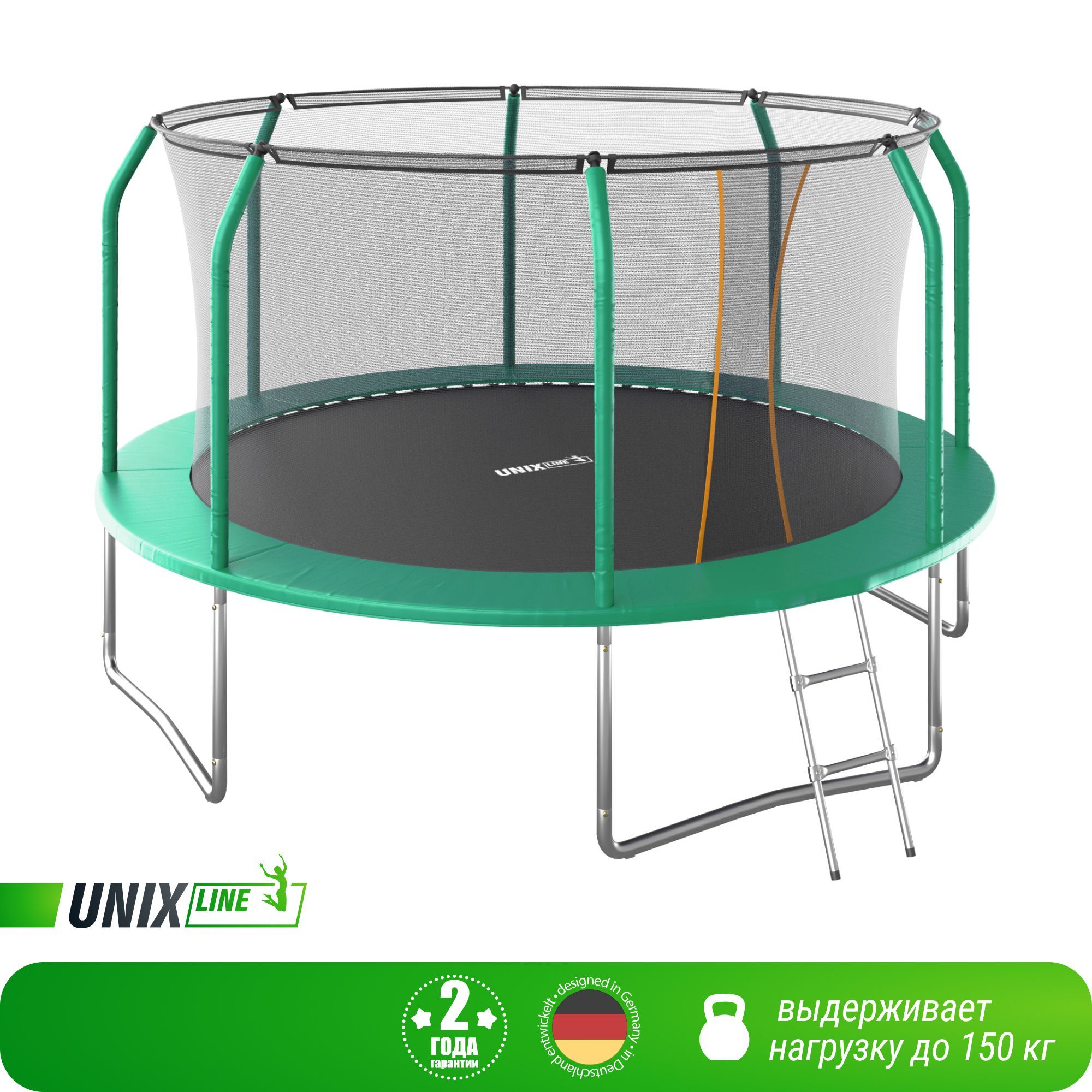 Батут каркасный supreme basic UNIX line 12 ft Greenдиаметр 366 см вес до 150 кг диаметр прыжковой зоны 310 см - фото 2