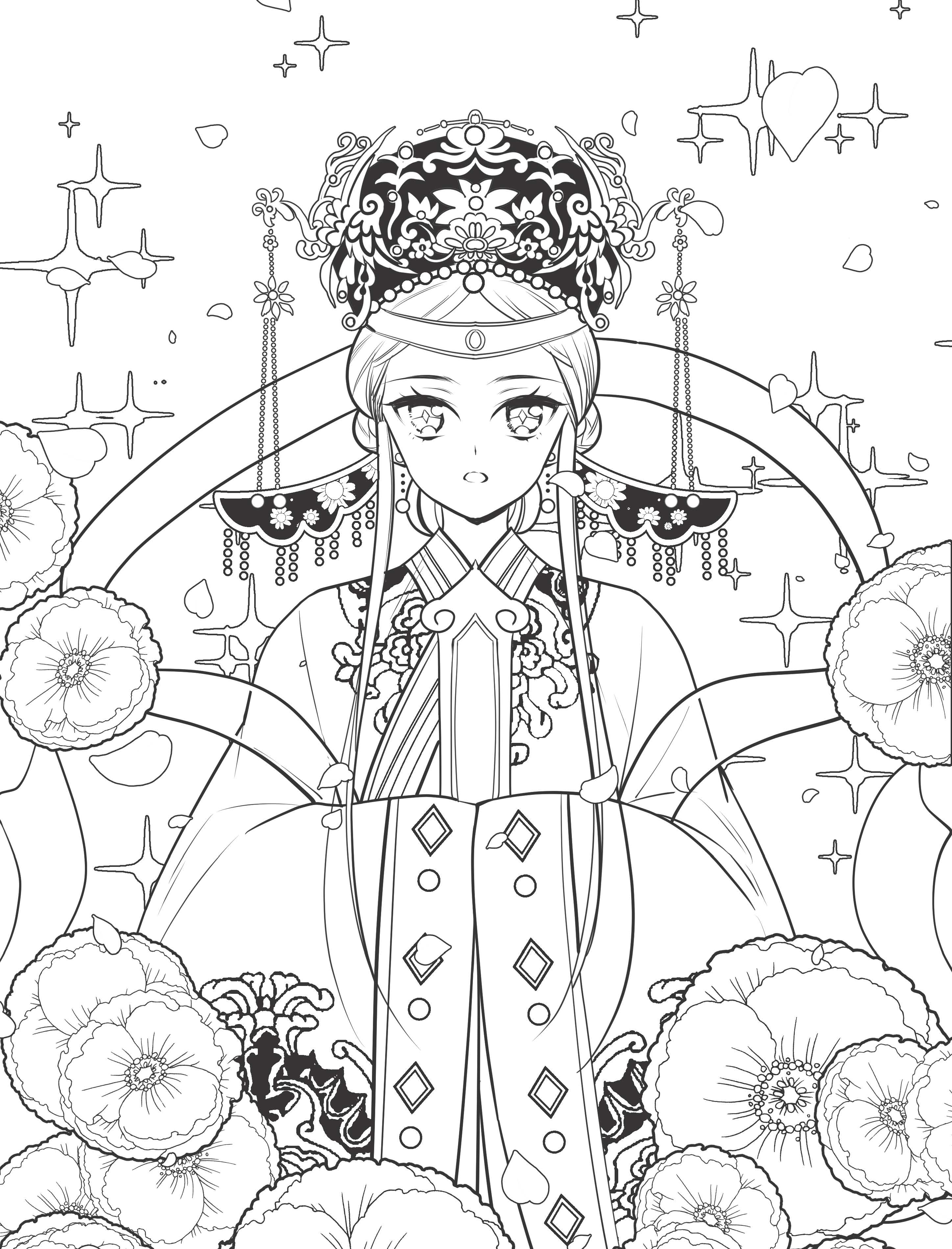 Раскраска Anime Art Красавицы Поднебесной Книга для творчества в стиле аниме и манга - фото 5