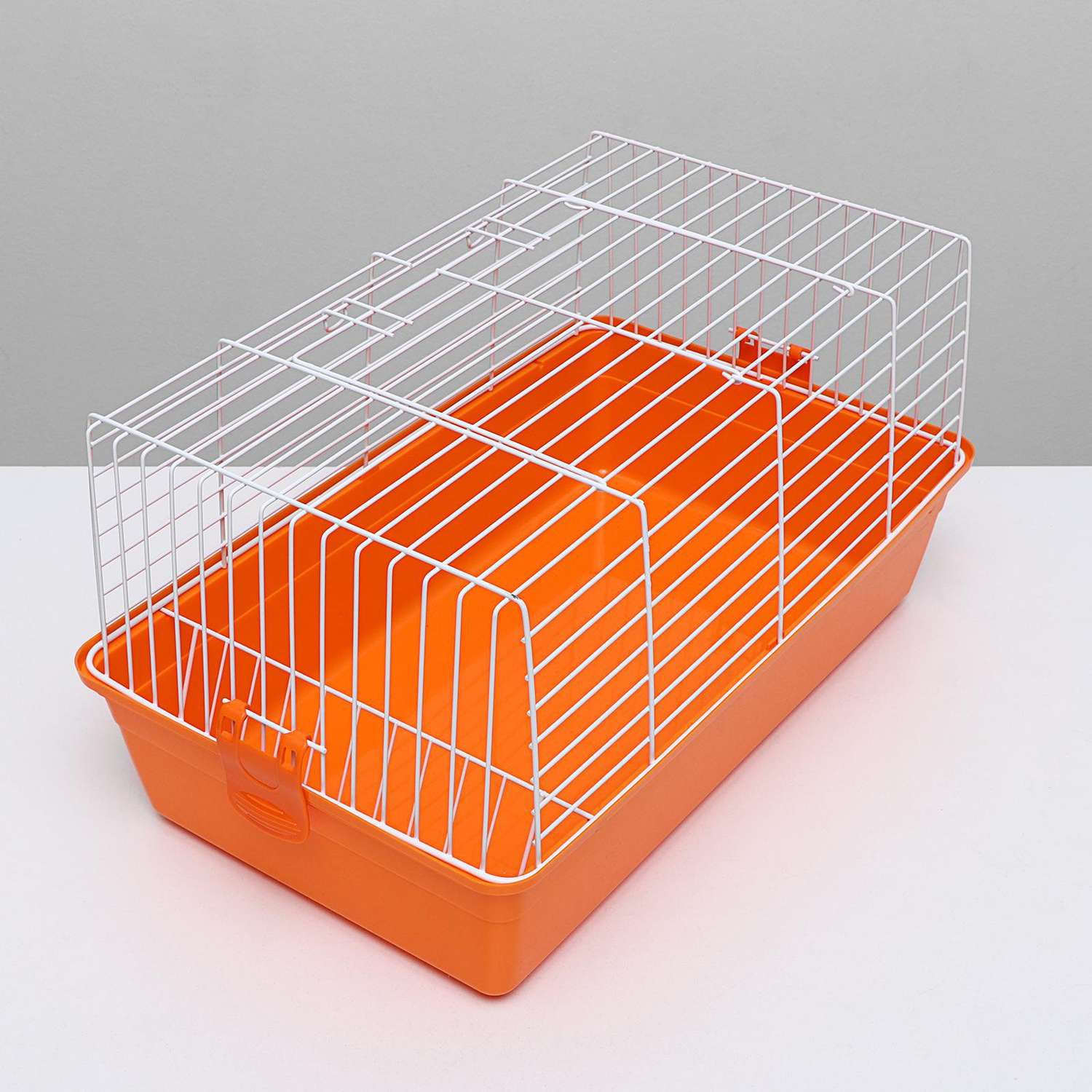 Клетка Пижон для кроликов с сенником 60х36х32 см оранжевая - фото 4