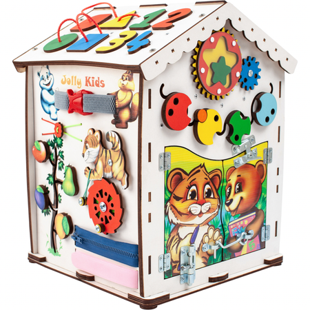Бизиборд Jolly Kids развивающий домик со светом Паровозик