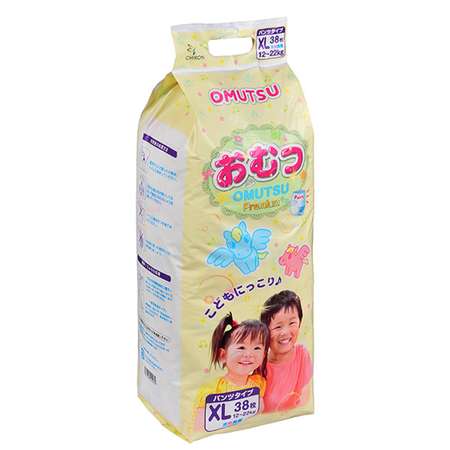 Подгузники-трусики детские OMUTSU XL от 12 до 22 кг 38 шт