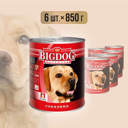 Корм влажный Зоогурман для собак крупных пород Big dog Говядина 850 гр х 6 шт.