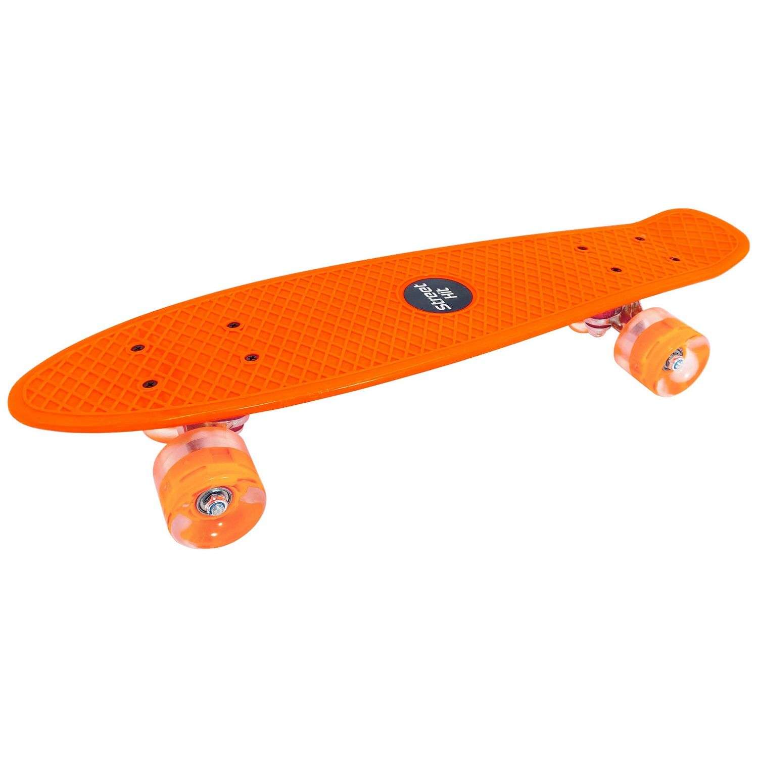 Скейтборд Street Hit Оранжевый со светящимися колесами - фото 1
