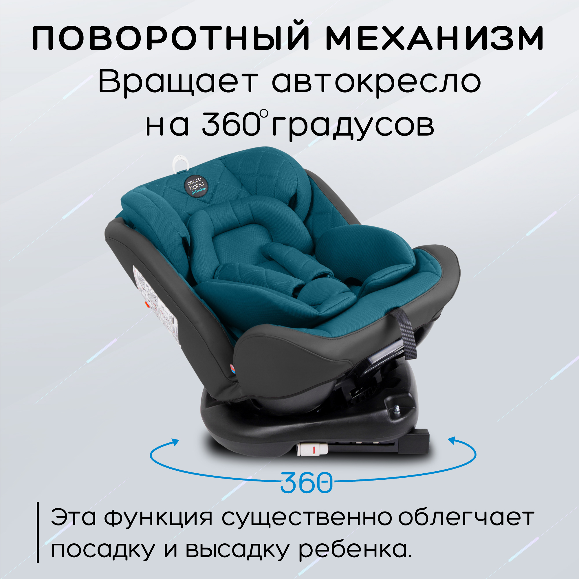 Автокресло Amarobaby Brilliant Isofix класс D группа 0+/1/2/3 Бирюзовый - фото 3