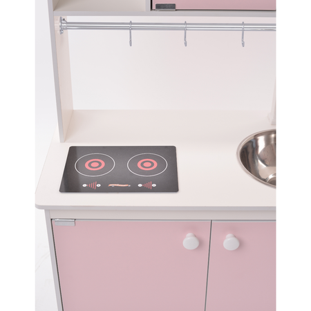 Детская кухня Sitstep рейлинг и имитация плиты-наклейка. Розовые фасады