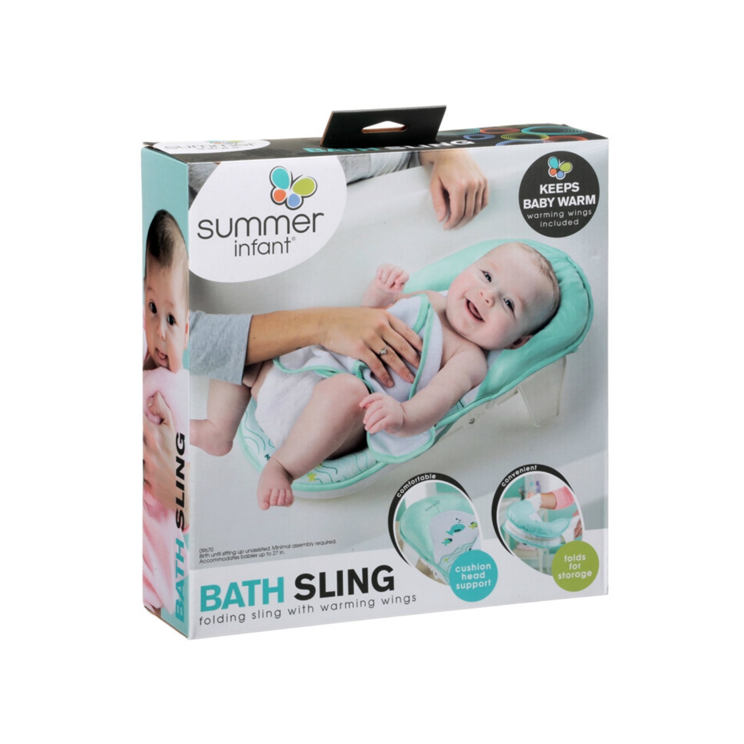 Лежак для купания Summer Infant Bath Sling Рыбки складной Бело-Голубой - фото 2