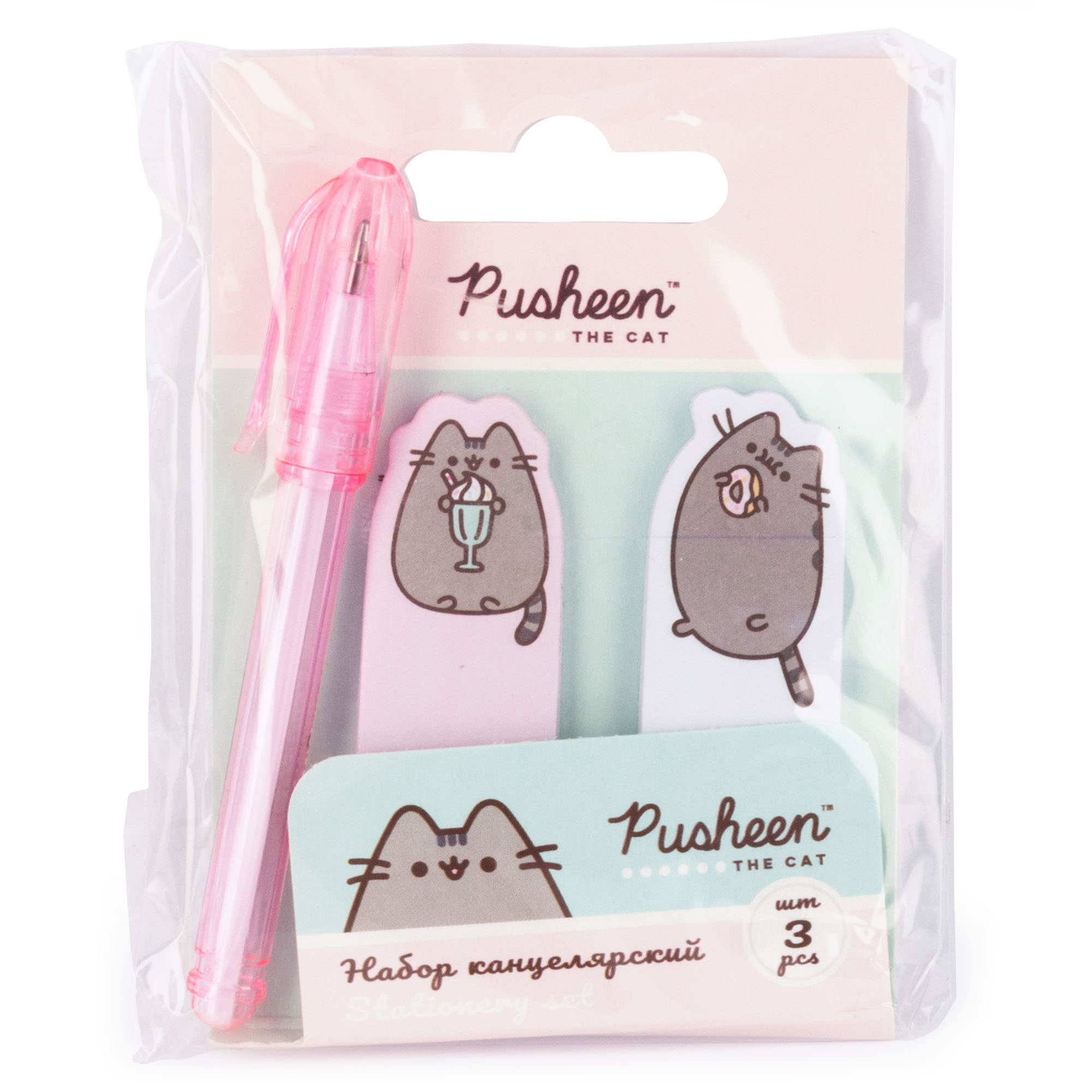 Набор канцелярский Pusheen ручка шариковая 1 шт стикеры для записей 2 шт PUHS-UA1-PSN-H2 - фото 2