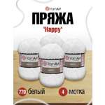 Пряжа YarnArt Happy травка с длинным ворсом микрополиэстер 100 г 175 м 770 белый 4 мотка