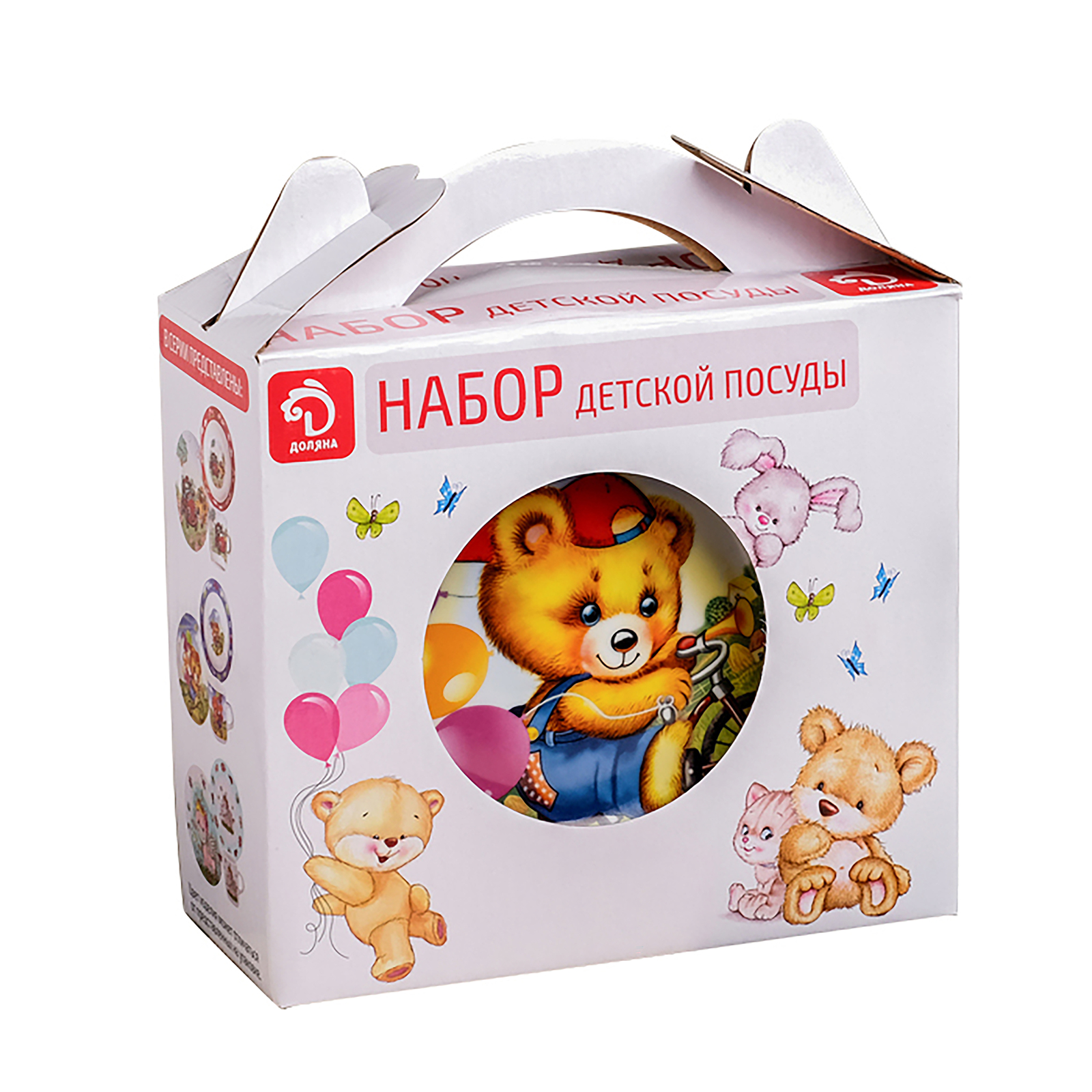Набор детской посуды Доляна Мишка на велосипеде кружка миска тарелка - фото 1
