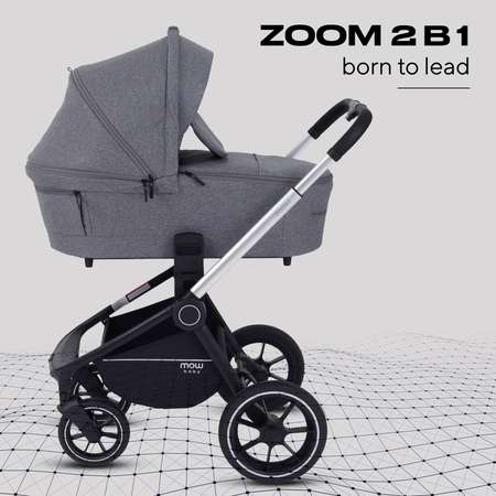 Коляска детская универсальная MOWbaby ZOOMPU (2в1) RA086 Silver Grey