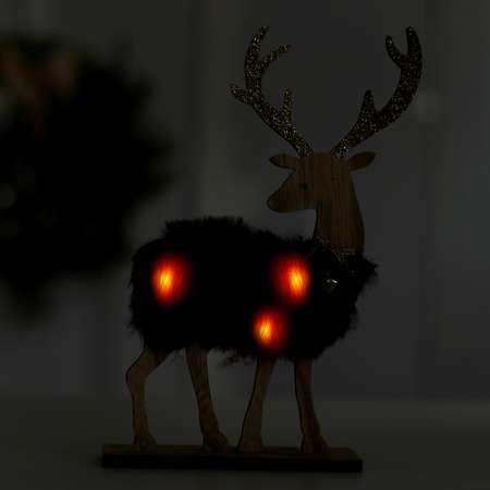 Новогодний декор Лесная мастерская с подсветкой «Олень» 17×5×24 см фиолетовый