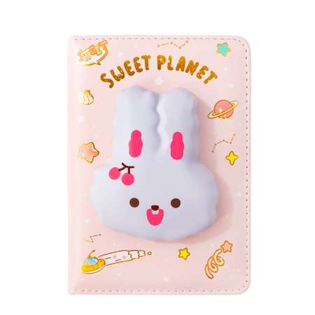 Блокнот со сквишем Михи-Михи Зайка Sweet Planet формат А6 розовый