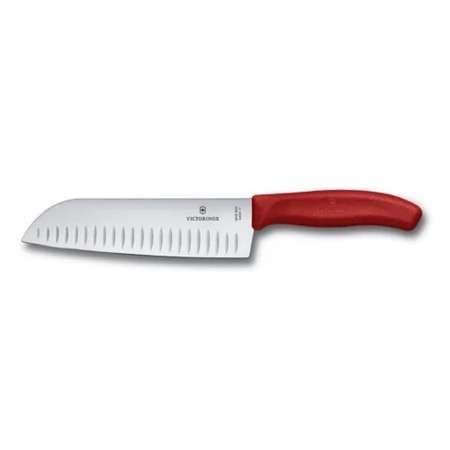 Нож кухонный Victorinox SwissCLASSIC 6.8521.17B стальной сантоку лезвие 170 мм прямая заточка красный