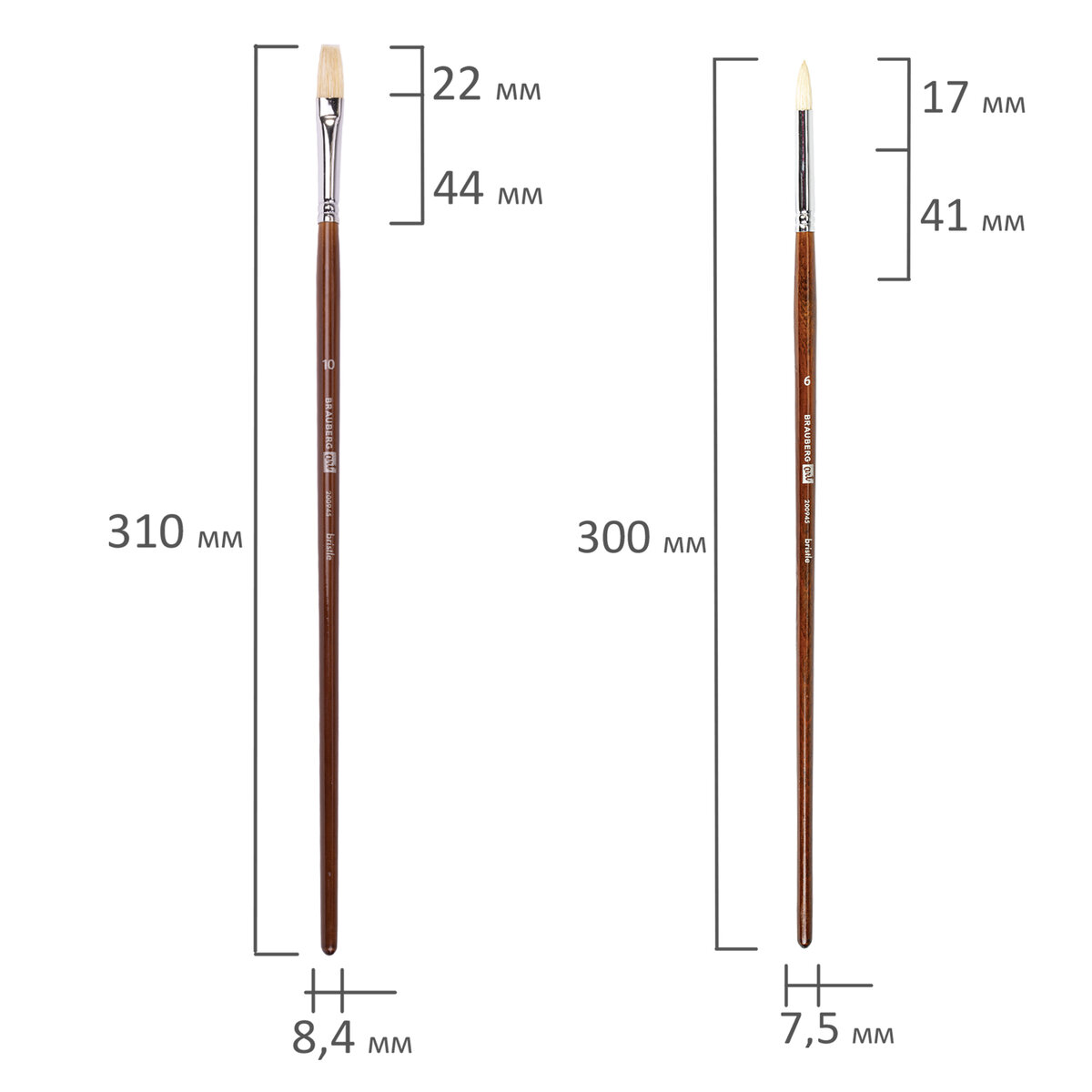 Кисти художественные Brauberg профессиональные синтетические для рисования Art 4 шт - фото 8
