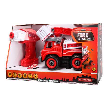 Модель сборная Mobicaro Пожарная машина с шуруповертом-двигателем 7128672