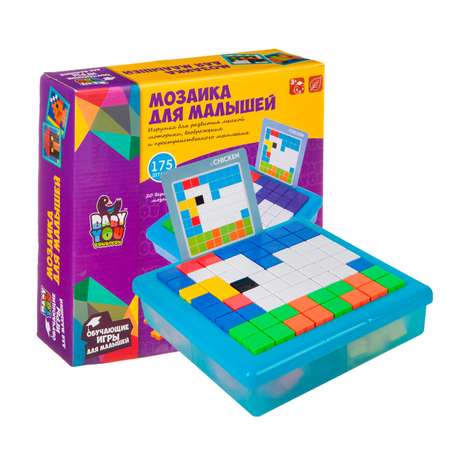 Развивающая мозаика BONDIBON для малышей Пиксельная 20 карточек с различной степенью сложности 40 заданий 175 деталей