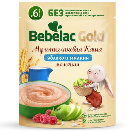 Каша молочная Bebelac Мультизлаковая с яблоком и малиной 200г c 6месяцев