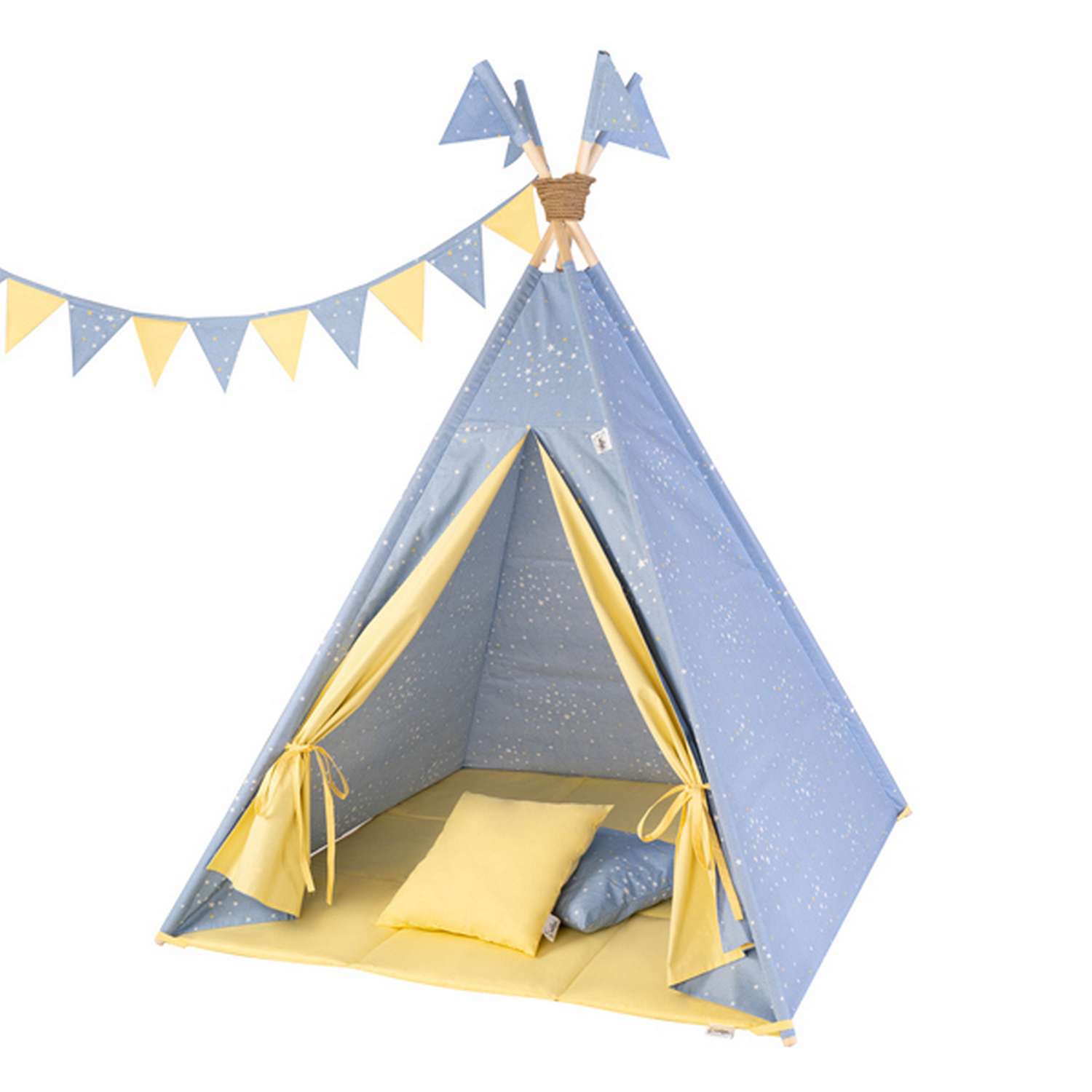 Детская игровая палатка вигвам Buklya Созвездие цв. голубой / желтый - фото 1