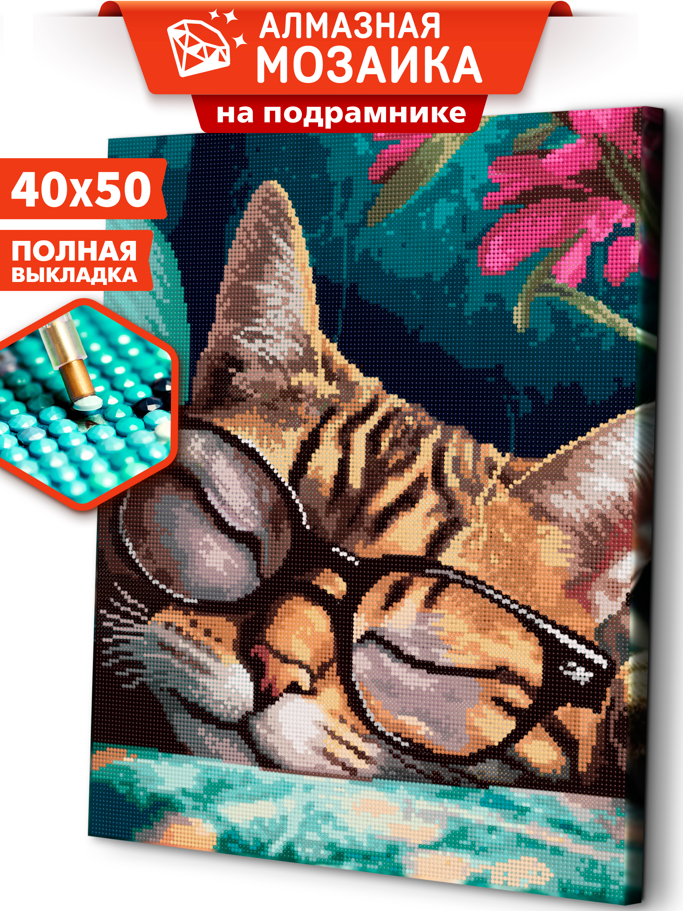 Алмазная мозаика Art sensation холст на подрамнике 40х50 см Кот в очках - фото 1