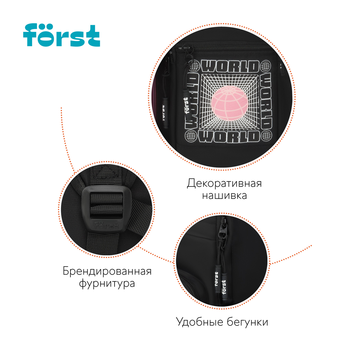 Рюкзак Forst F-Teens World 40*28*15см 1 отделение 7 карманов уплотненная спинка - фото 9