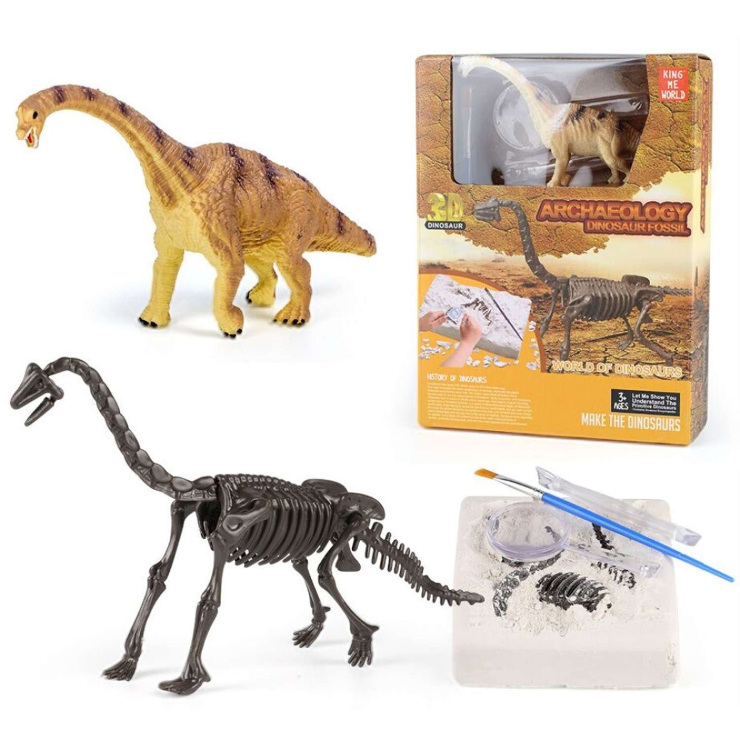 Набор археологический Kribly Boo Раскопки динозавра 3D пазл Диплодок в подарочной упаковке - фото 2