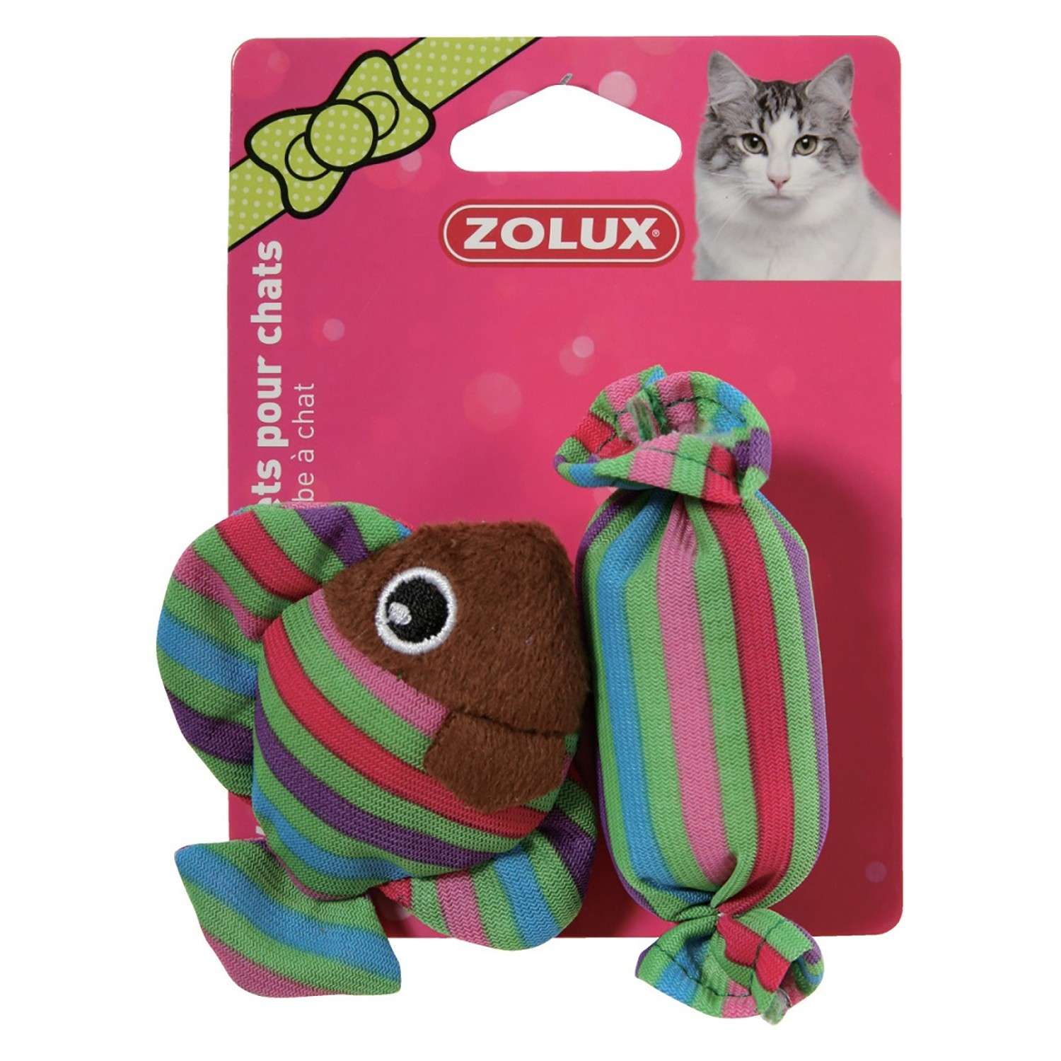 Игрушка для кошек Zolux Рыбка и конфета с мятой малые 2шт Зеленые - фото 2