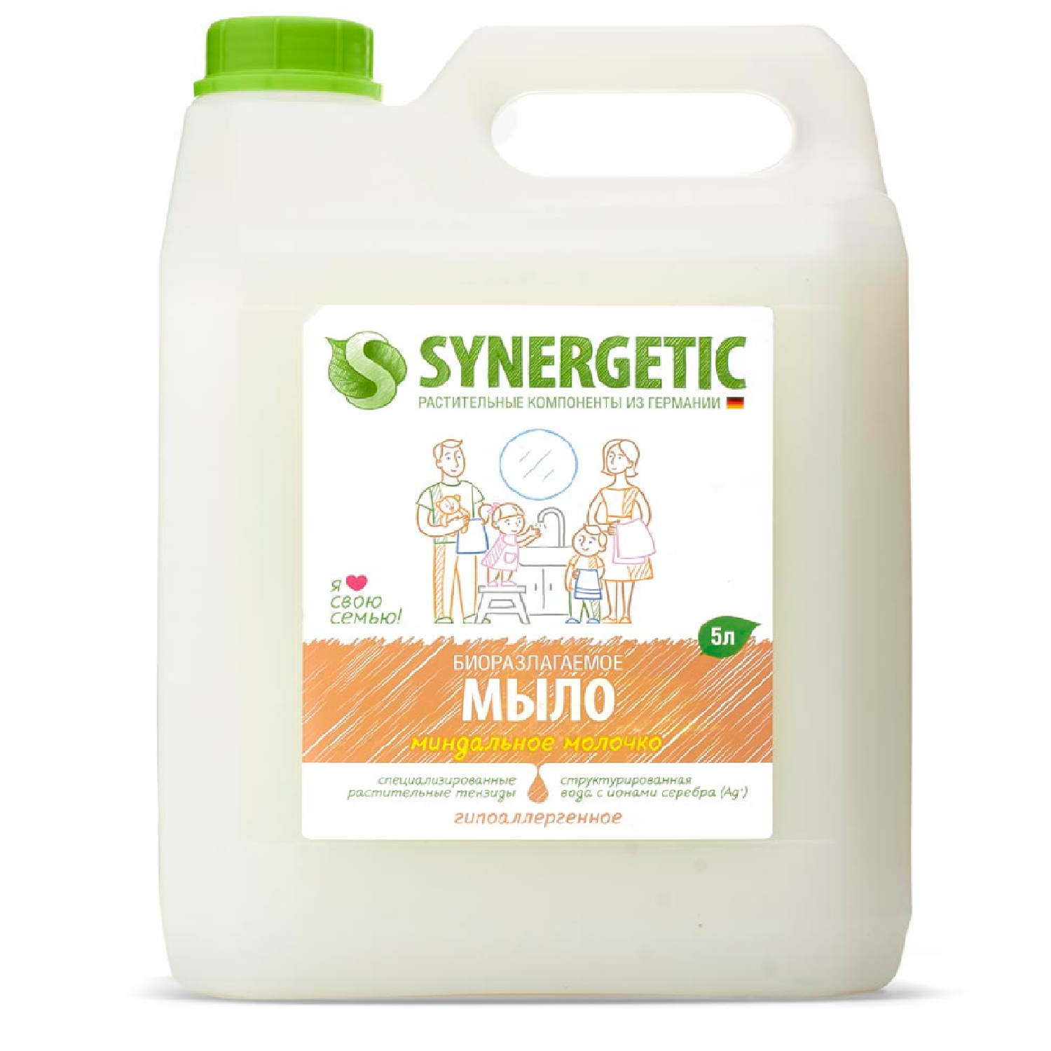 Мыло жидкое SYNERGETIC Миндальное молочко 5 л - фото 1