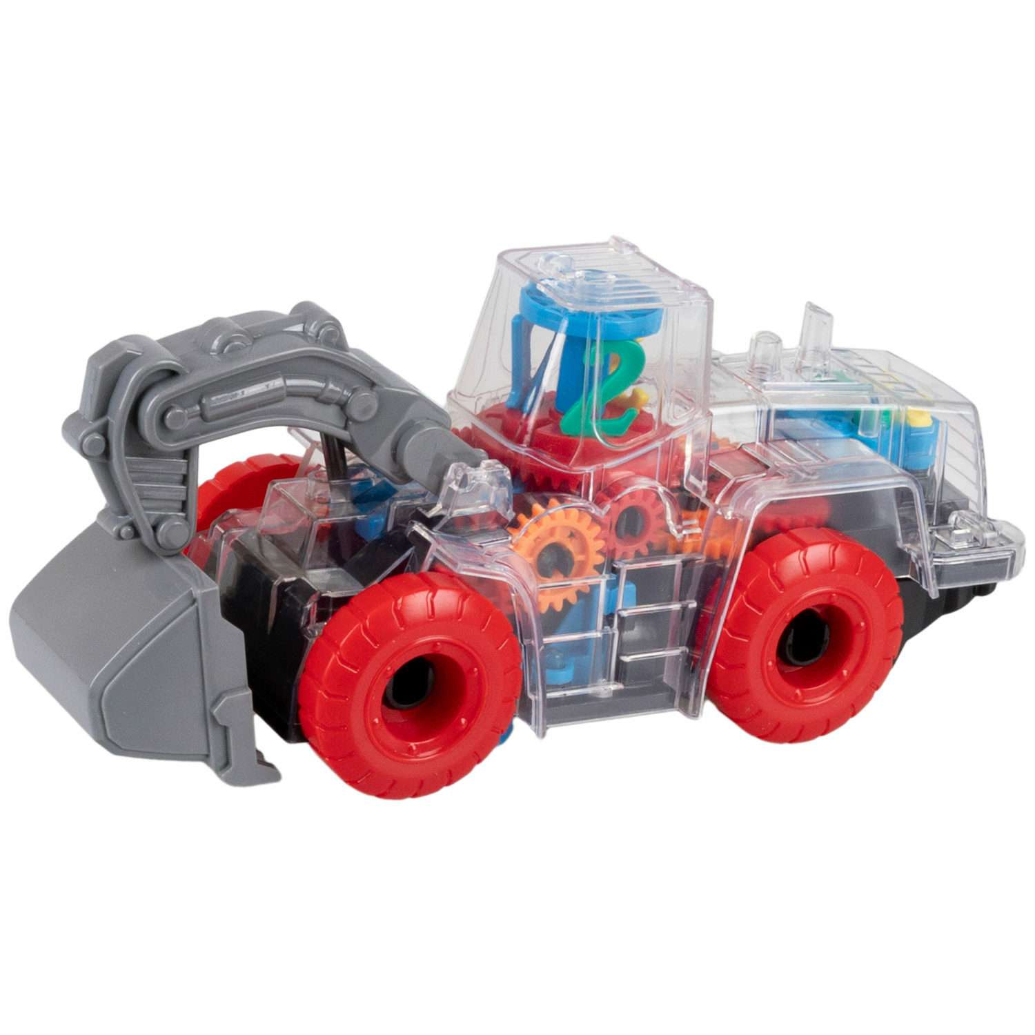 Интерактивная игрушка 1TOY Спецтехника Экскаватор прозрачный с световыми и звуковыми эффектами красный с синим - фото 1