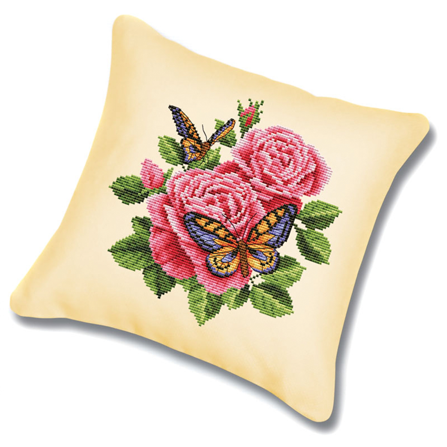 Наборы для вышивания подушка Белоснежка «Бабочки и розы» Подушка 45 х 45 см - фото 1
