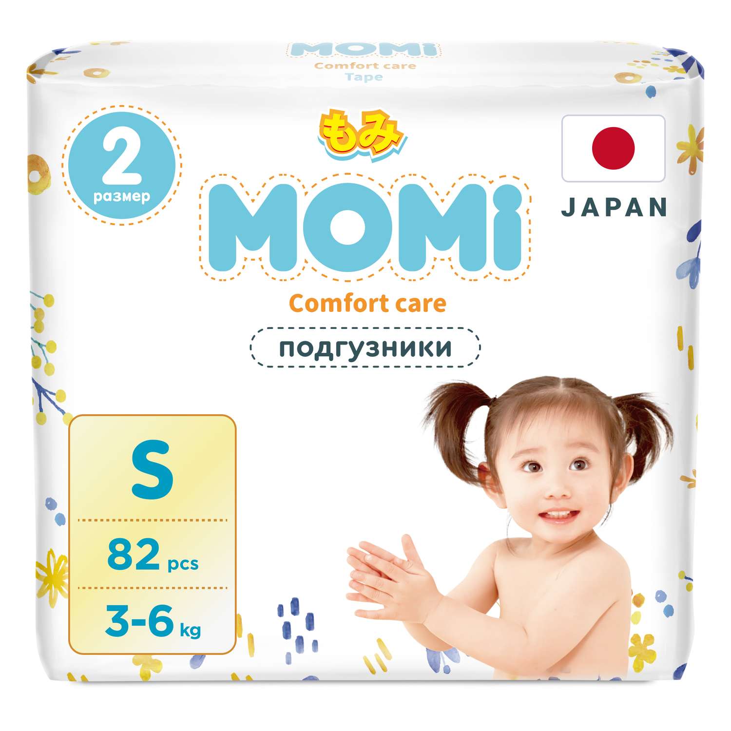 Подгузники Momi Comfort Care S 3-6кг 82шт - фото 1