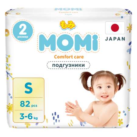 Подгузники Momi Comfort Care S 3-6кг 82шт