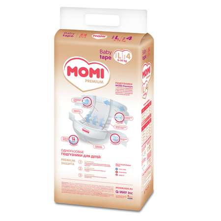 Подгузники Momi Premium L 9-14кг 54шт