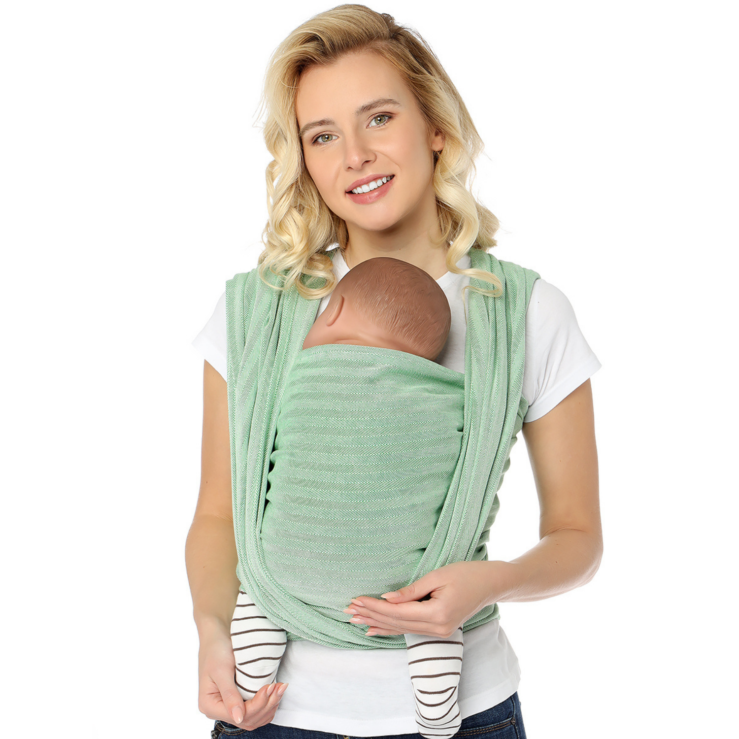 Слинг-шарф Mums Era Нидл зеленый фисташка для новорожденных - фото 1