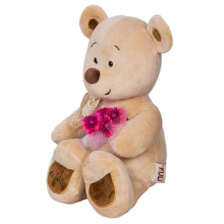 Мягкая игрушка KULT of toys плюшевый медведь в подарочной коробке Мisha с цветами 30 см
