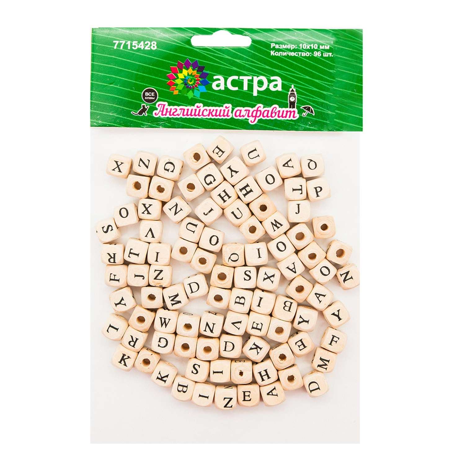 Набор бусин Astra Craft деревянных с буквами Английский алфавит - фото 1