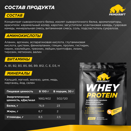 Протеин WHEY Prime Kraft ананасовый фреш 900г