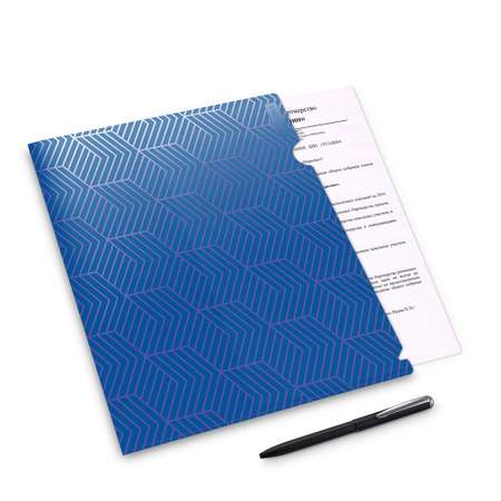Папка-уголок для документов Flexpocket канцелярская синего цвета в комплекте 2 шт