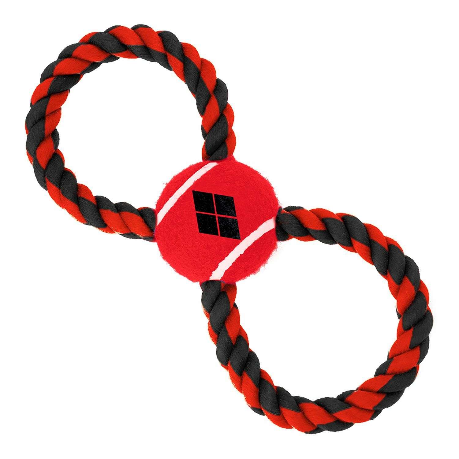 Игрушка для собак Buckle-Down Мяч на веревке Харли Квинн Красный - фото 1