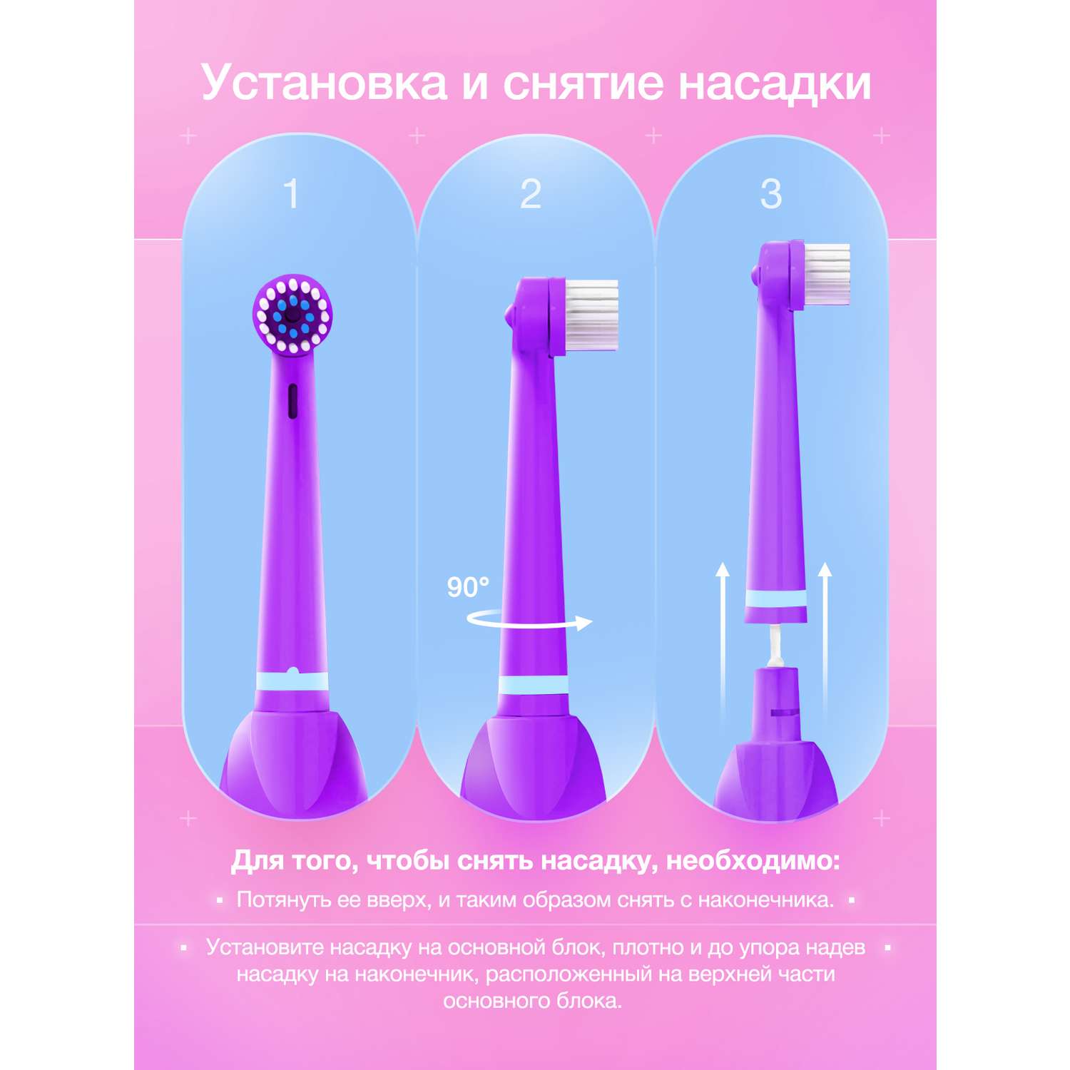 Электрическая зубная щётка DENMARE HL-248 Unicorn Фиолетовый - фото 8