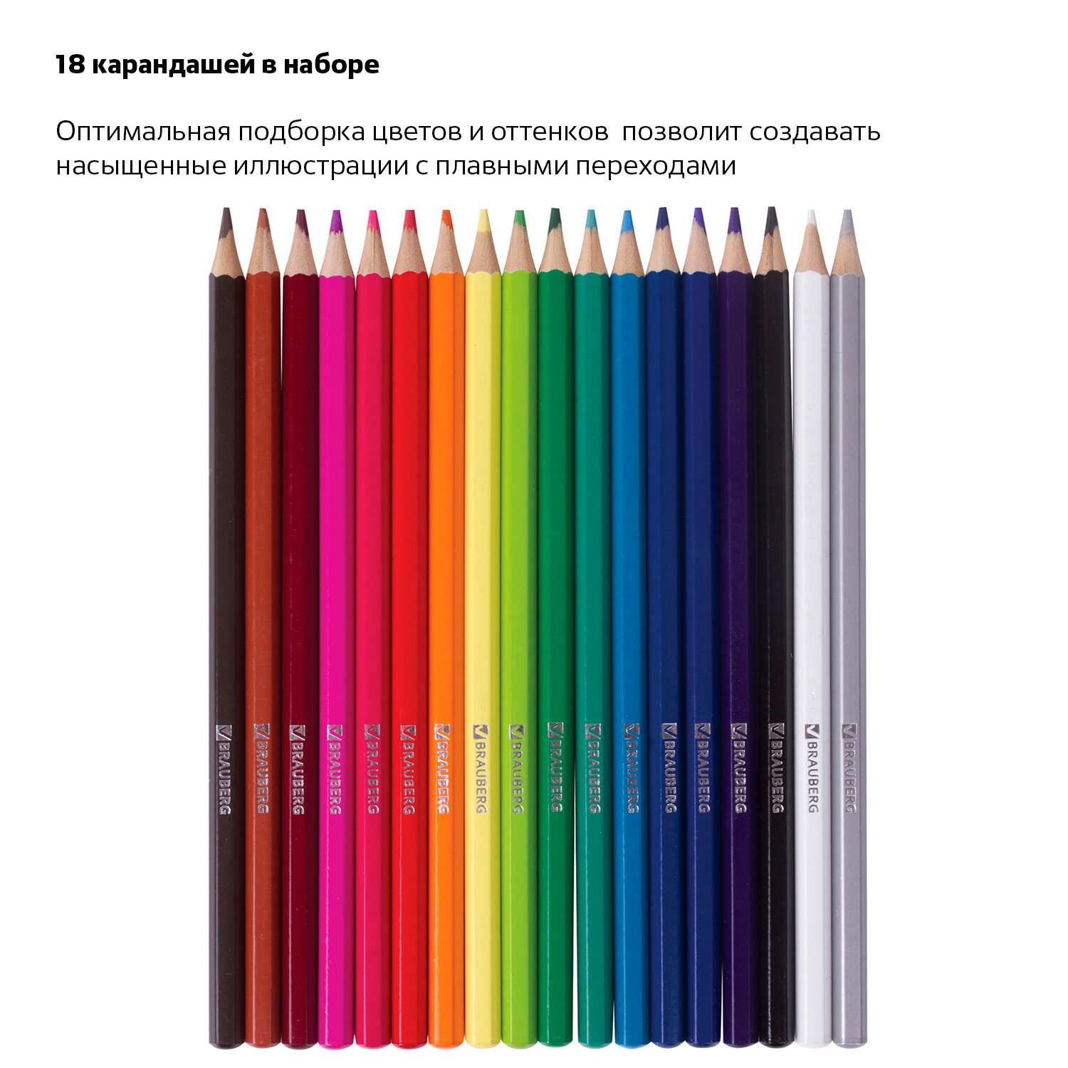 Карандаши цветные Brauberg акварельные художественные для рисования набор 18 цветов - фото 12