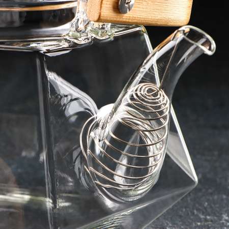 Чайник Sima-Land стеклянный заварочный с бамбуковой крышкой и металлическим фильтром «Октогон» 1.2 л