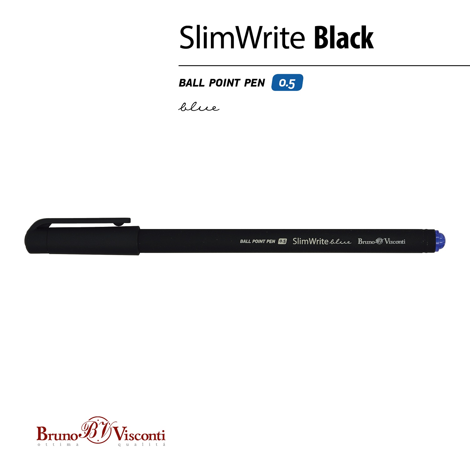 Набор из 5-ти шариковых ручек Bruno Visconti SlimWrite Black синие - фото 5